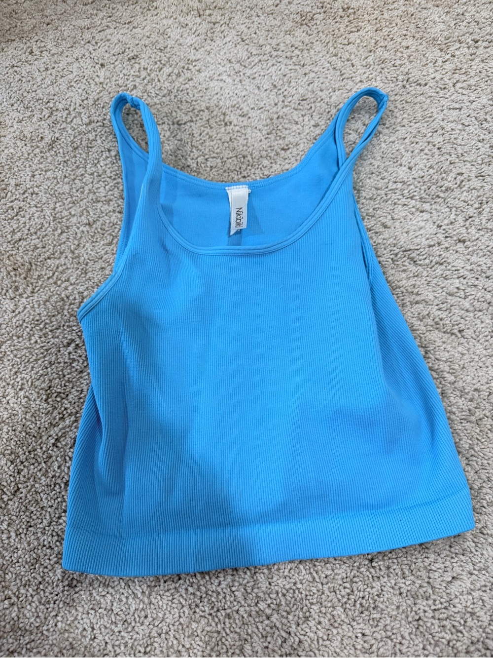 Nikibiki Bright Blue Ribbed Crop Tank